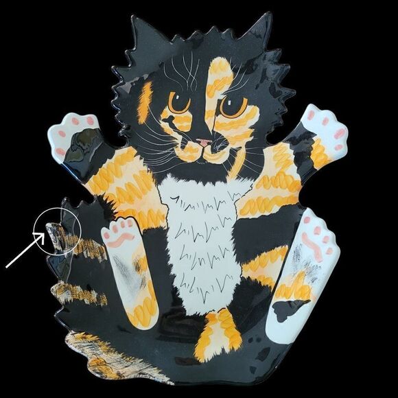 Cats by Nina Signed Large Calico Cat Platter - Picture 5 of 8